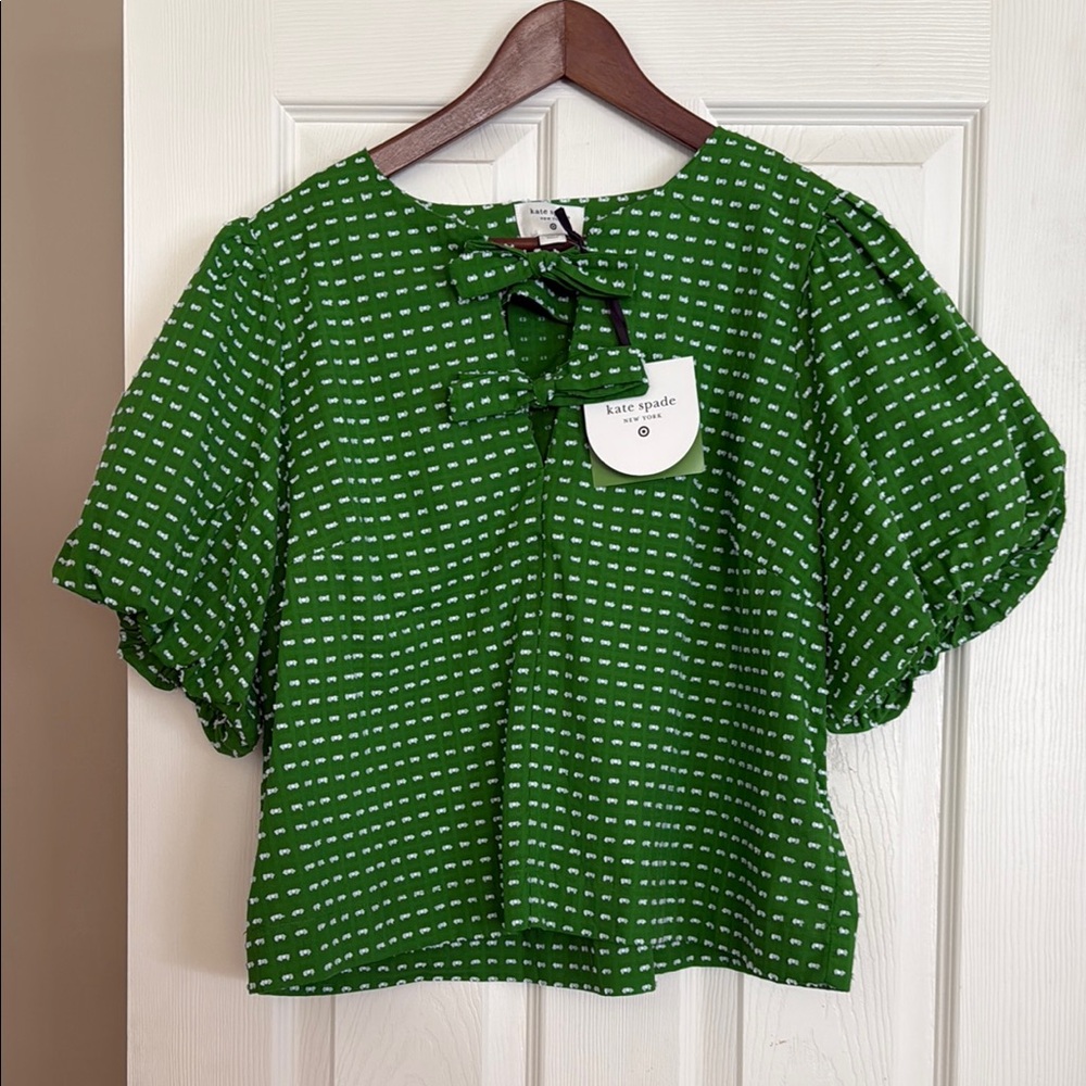 Kate Spade Green Blouse with Bow Detail